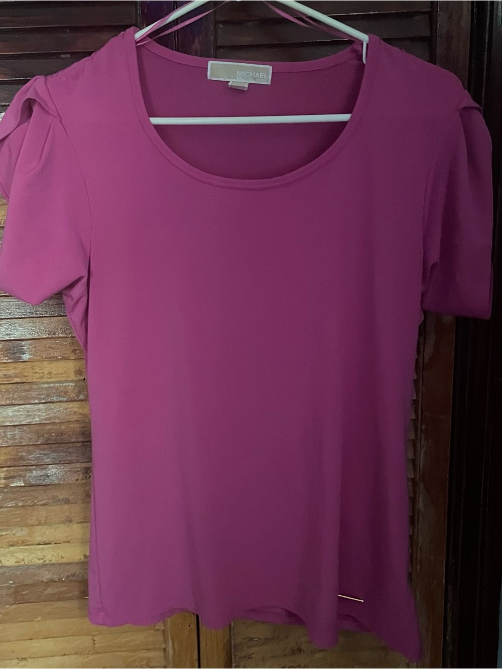 Michael Kors Magenta Scoop Neck Short Sleeve Top
